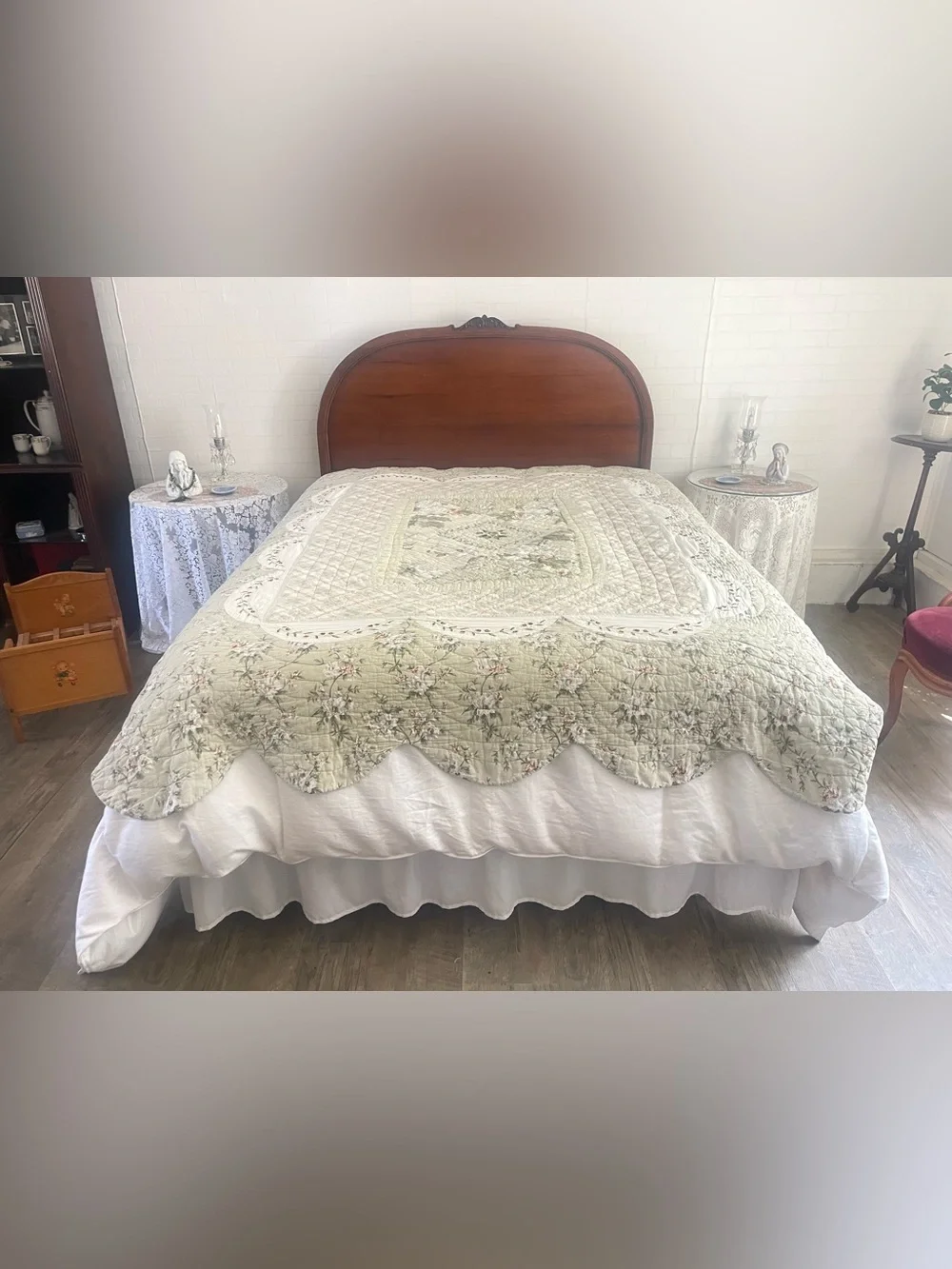Vintage Waverly Hand Quilted Coverlet Cotton Garden Room Magnolia 72x84